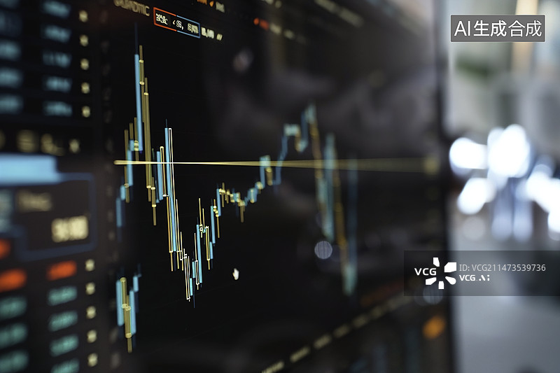 【AI数字艺术】贸易、金融和股票市场概念。双重曝光图片素材
