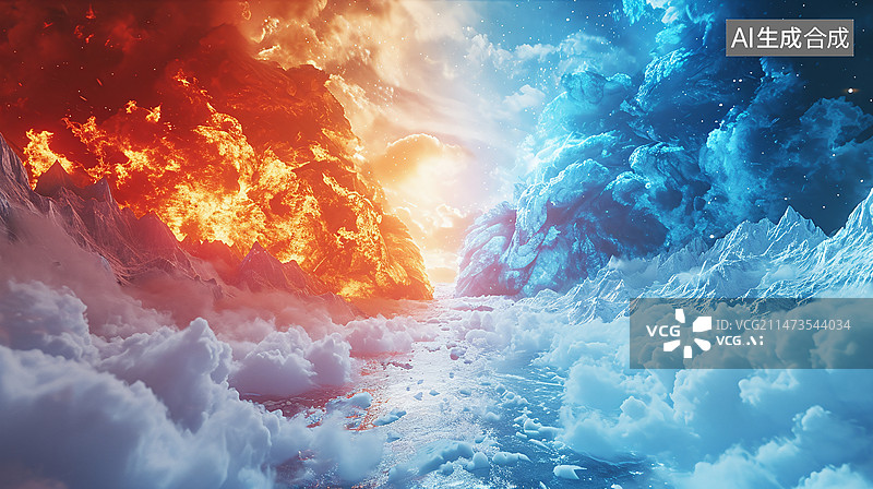 【AI数字艺术】冰与火创意海报图片素材