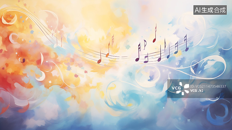 【AI数字艺术】跳动的音符背景图片素材
