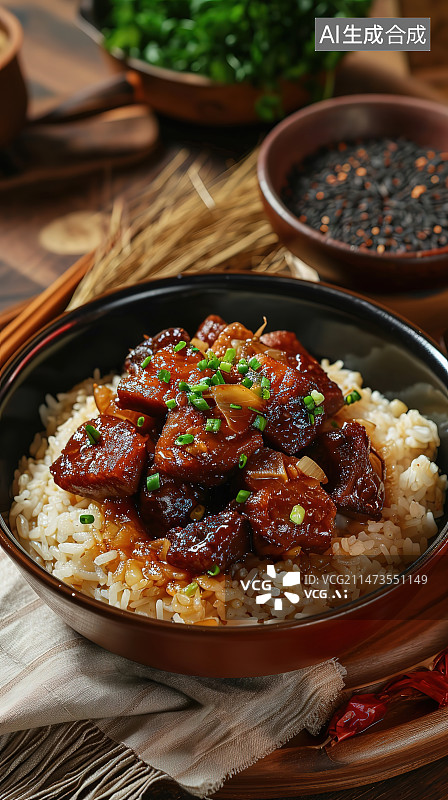 【AI数字艺术】木板背景上满满一盘美味的新鲜美食图片素材