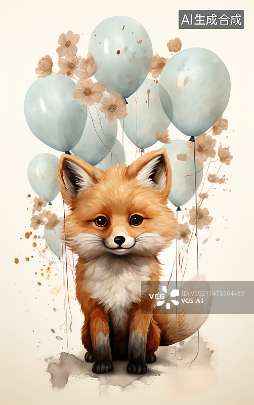 【AI数字艺术】漫画风格的可爱小狐狸图片素材