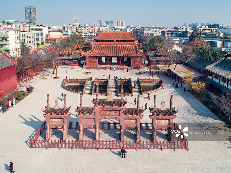 四川德阳文庙广场航拍图片素材