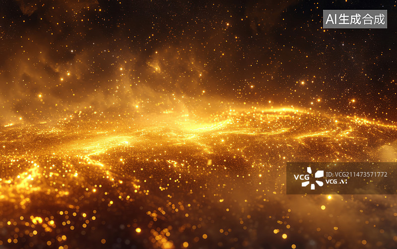 【AI数字艺术】金色星空星云星系抽象背景图片素材