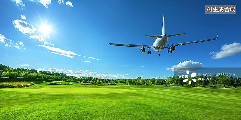 【AI数字艺术】客机起飞图片素材