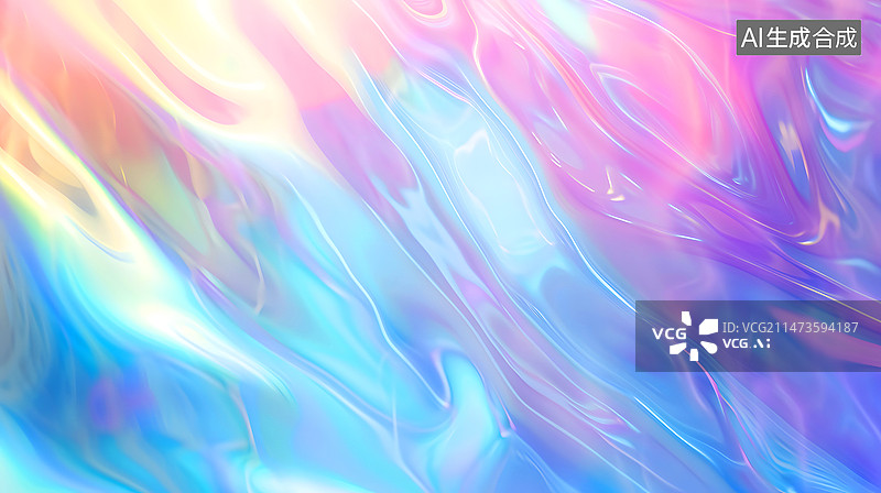 【AI数字艺术】粉彩全息箔霓虹波背景图片素材
