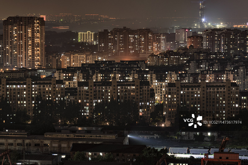 小区夜景图片素材