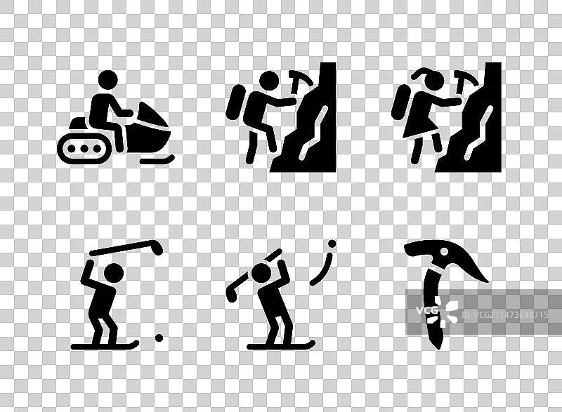 简约冬季运动实体图标合集图片素材