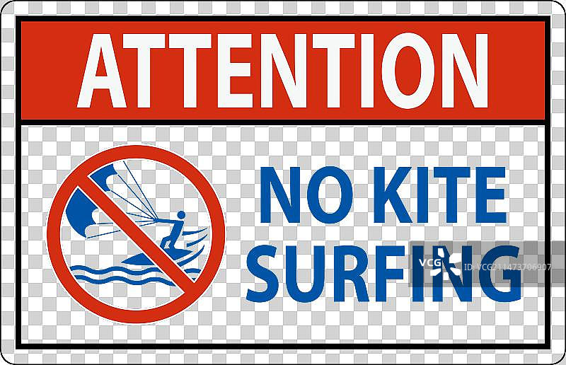 注意禁止风筝冲浪的水上安全标志图片素材