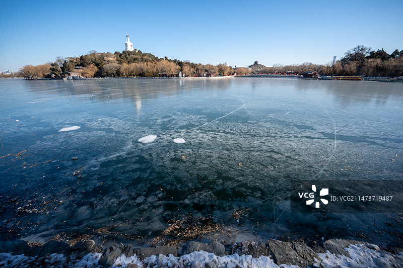 北京北海公园冬季全景图图片素材