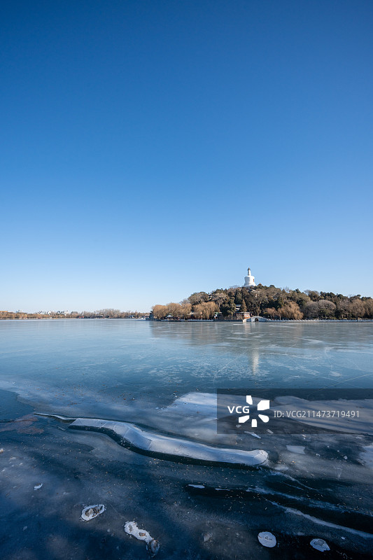 北京北海公园冬季全景图图片素材
