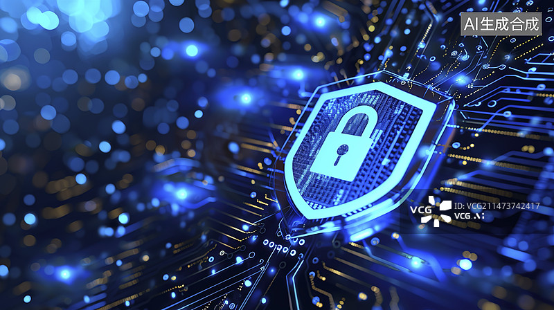 【AI数字艺术】互联网安全密码锁科技电路板背景图片素材