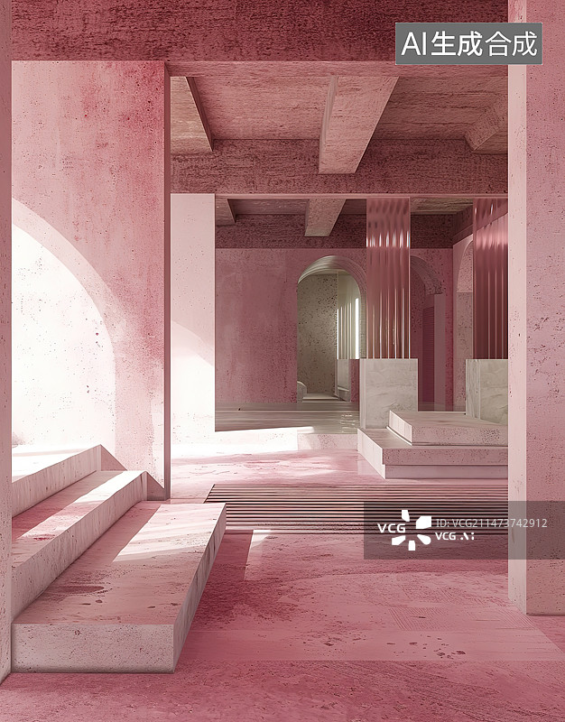 【AI数字艺术】空旷的室内空间建筑图片素材