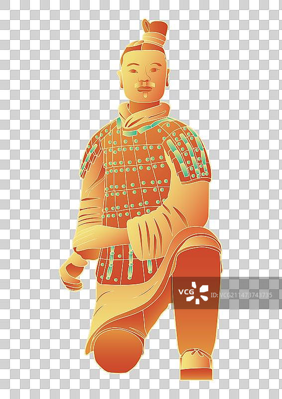 西安秦兵马俑矢量插画元素图片素材