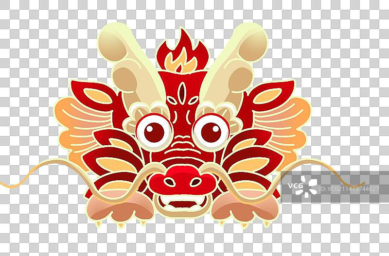 正面描线国潮中国风龙头图片素材