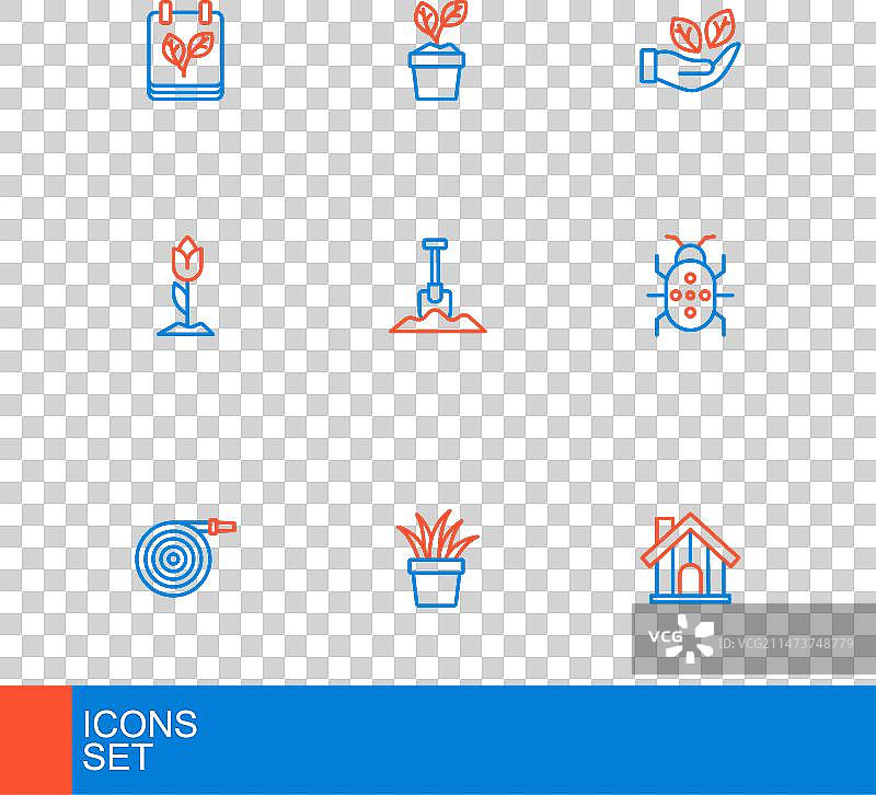 农舍盆栽花园软管组合图片素材