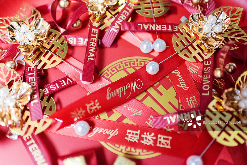 婚礼胸花特写镜头图片素材