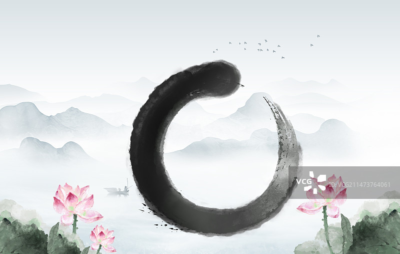 夏季小暑中国风水墨荷花banner背景图片素材