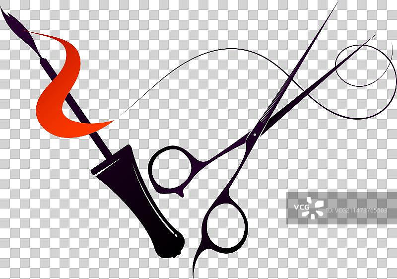 发型师剪刀和指甲刷图片素材