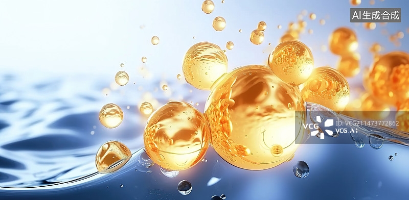 【AI数字艺术】化妆品的气泡和分子背景图片素材
