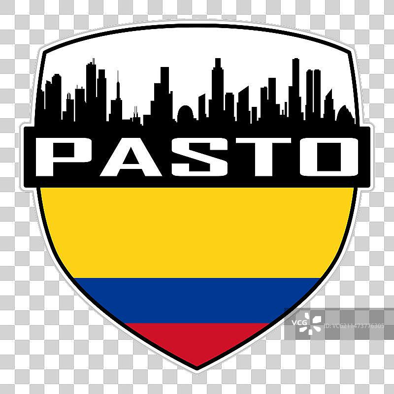 哥伦比亚国旗旅游标志的《牧场》天际线轮廓图片素材