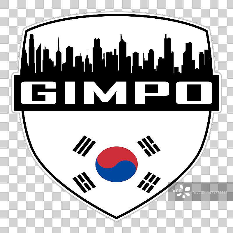 韩国金浦天际线剪影图片素材