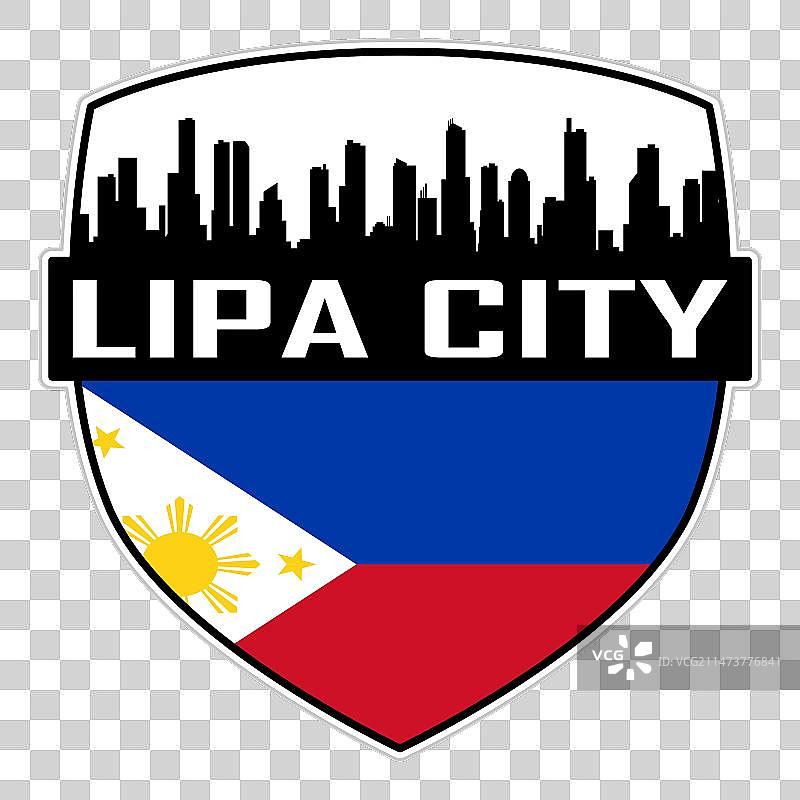 利帕市天际线剪影菲律宾旗帜标志图片素材