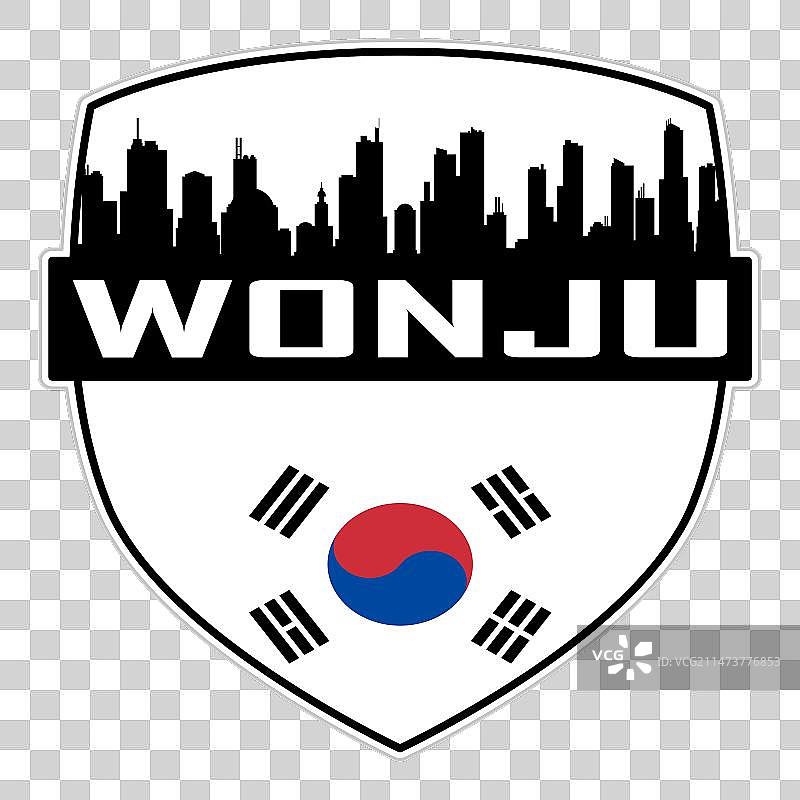 韩国原州市天际线剪影图片素材