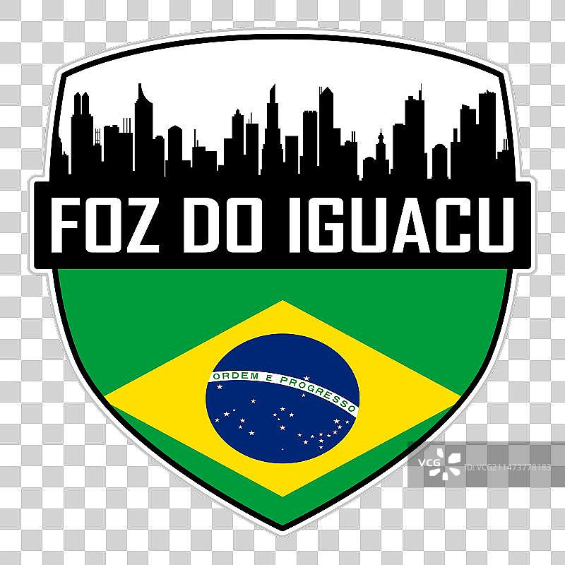 伊瓜苏河口天际线巴西国旗徽章图片素材