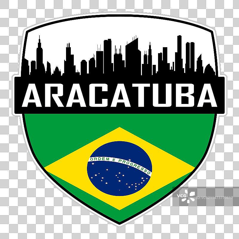 阿拉萨图巴天际线巴西旗帜旅行图片素材