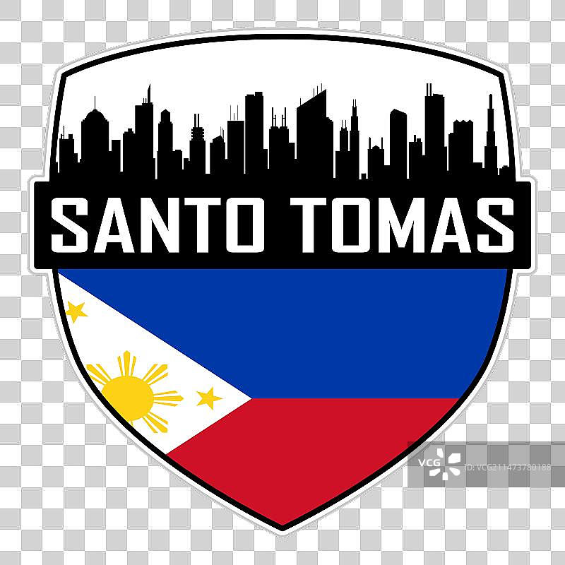 圣托马斯天际线剪影，菲律宾国旗图片素材