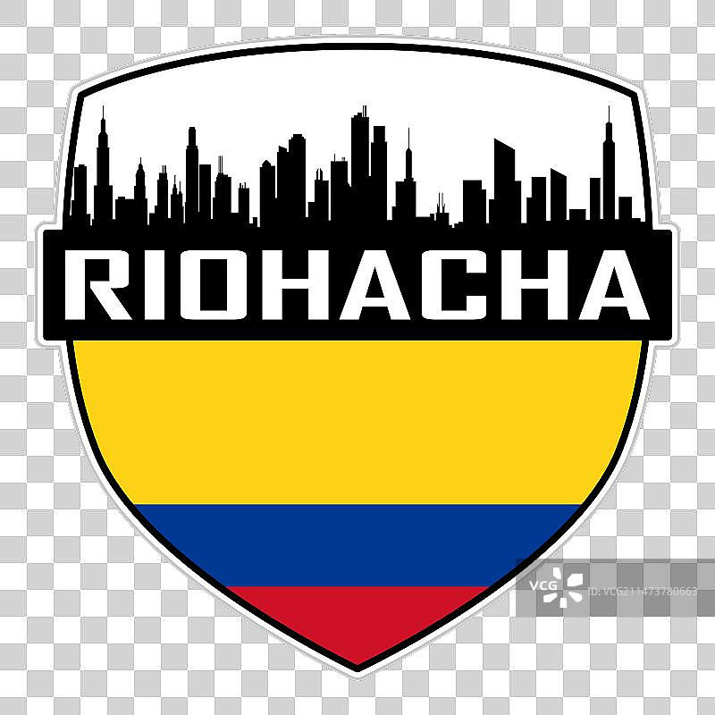 里奥阿查天际线剪影哥伦比亚旗帜旅行图片素材