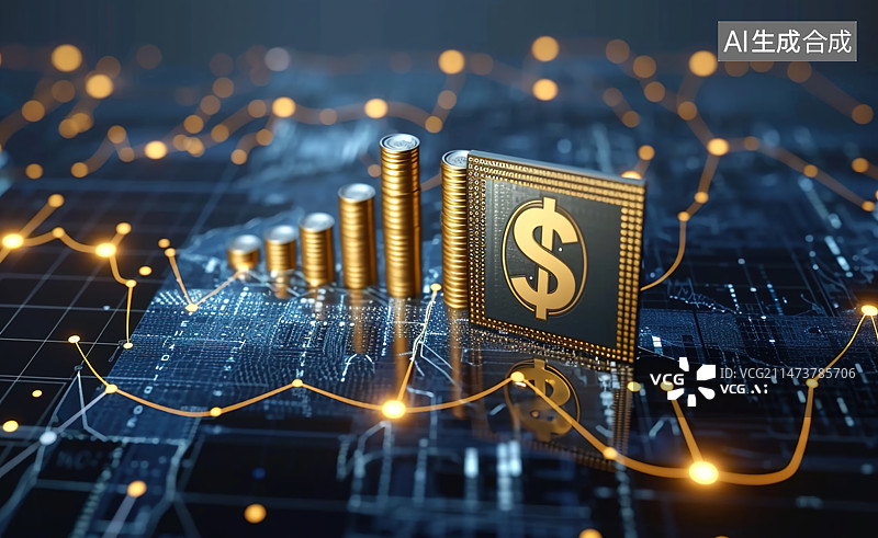 【AI数字艺术】3D渲染商务金融场景图片素材