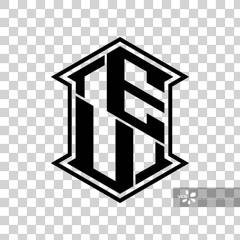 欧盟标志六边形盾牌形状。图片素材