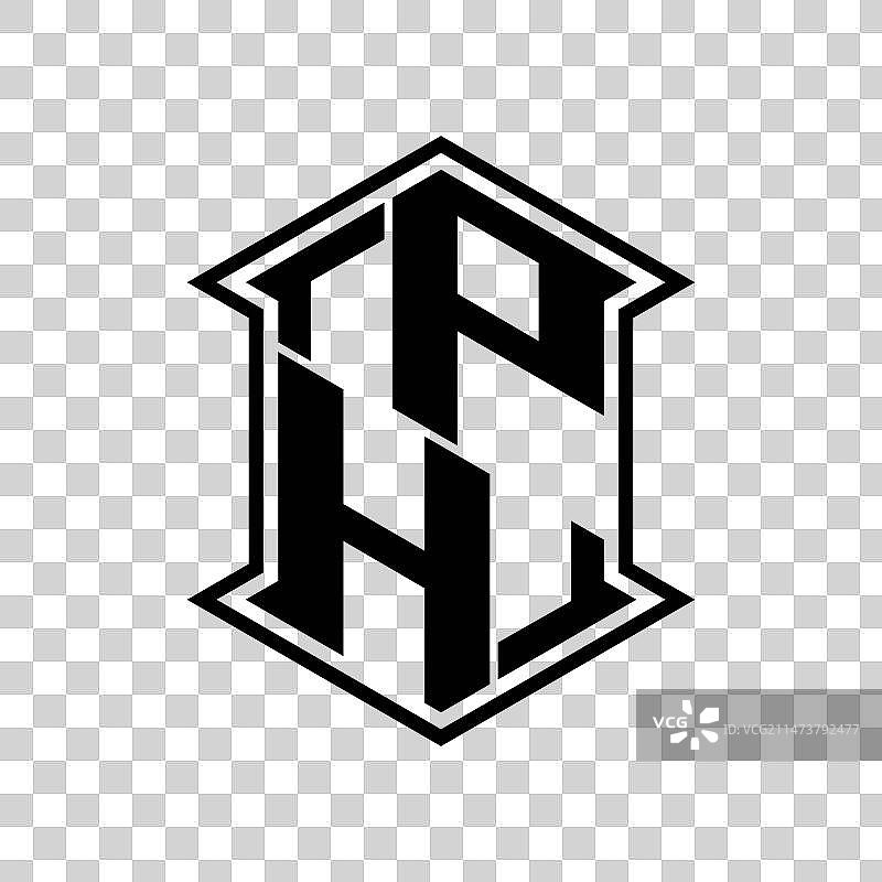六边形盾牌PH字母标志图片素材