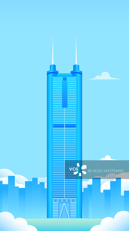 深圳地王大厦矢量插画，深圳旅游立春春天金融经济科技广告贸易全球化宣传一带一路丝绸之路图片素材