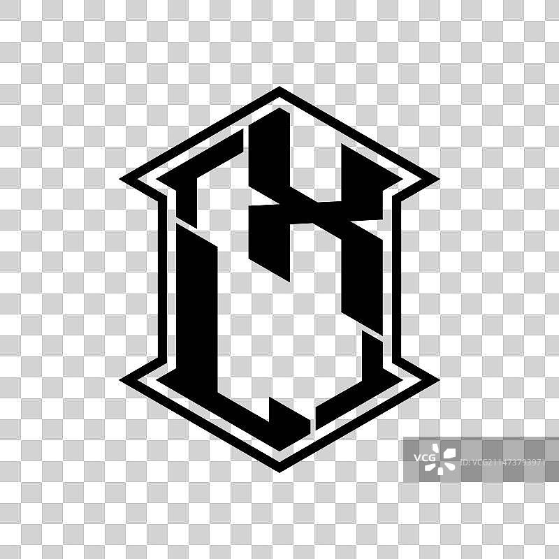 XL字母组合六边形盾牌标志图片素材