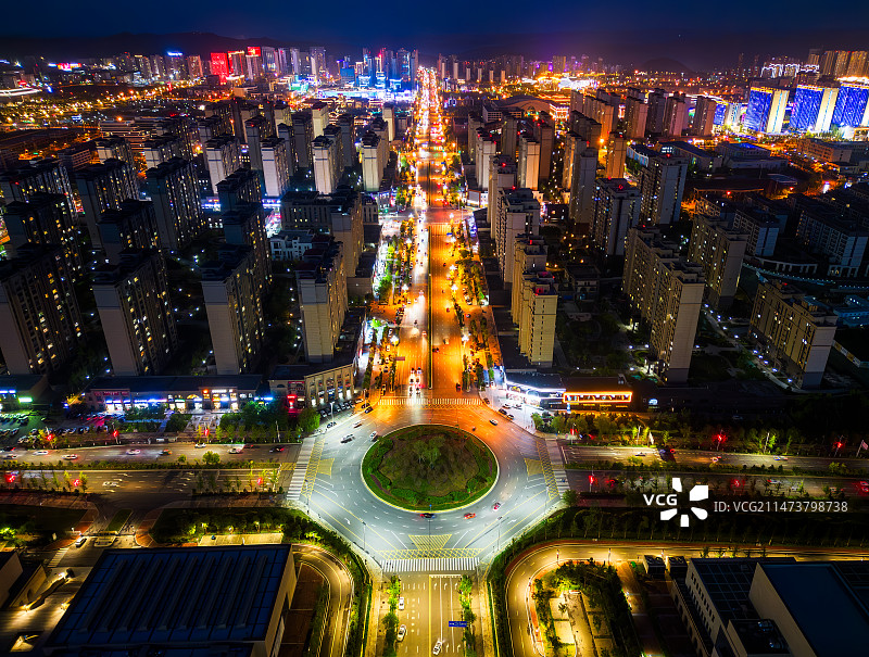 陕西延安新城区夜景图片素材