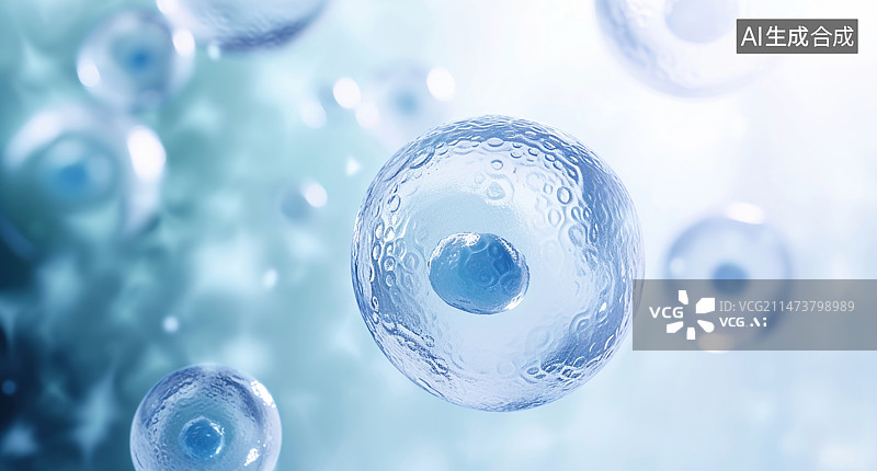 【AI数字艺术】胚胎干细胞或人细胞的3d渲染和细胞治疗显微镜背景图片素材