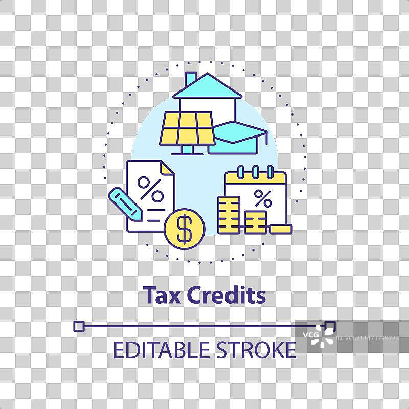 多种颜色概念的税收抵免图标图片素材