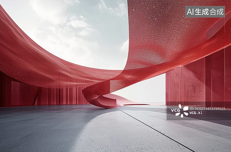 【AI数字艺术】红色纹理水泥建筑背景图片素材