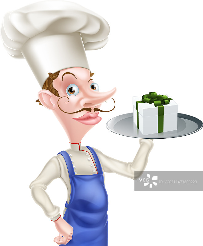 手持礼物的厨师图片素材