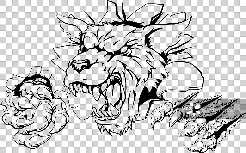 破墙而出的狼图片素材