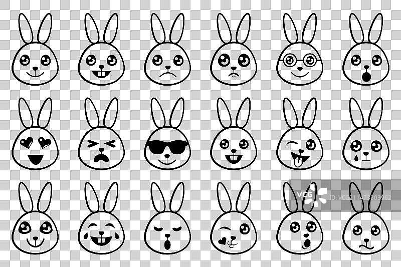 兔子表情符号套装图片素材