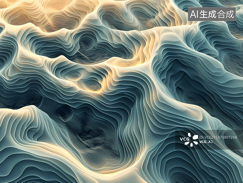 【AI数字艺术】科技背景插画——等高线表现下的高低起伏的地面图片素材