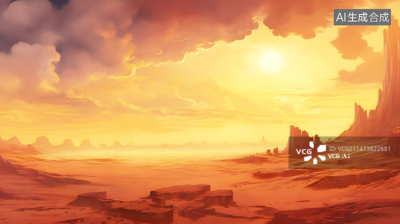 【AI数字艺术】AIGC:沙尘暴天气沙漠 户外风景自然背景插图图片素材