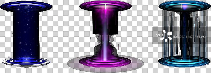 带有发光效果的圆形霓虹灯全息传送门图片素材