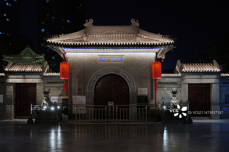 天津天后宫夜景图片素材