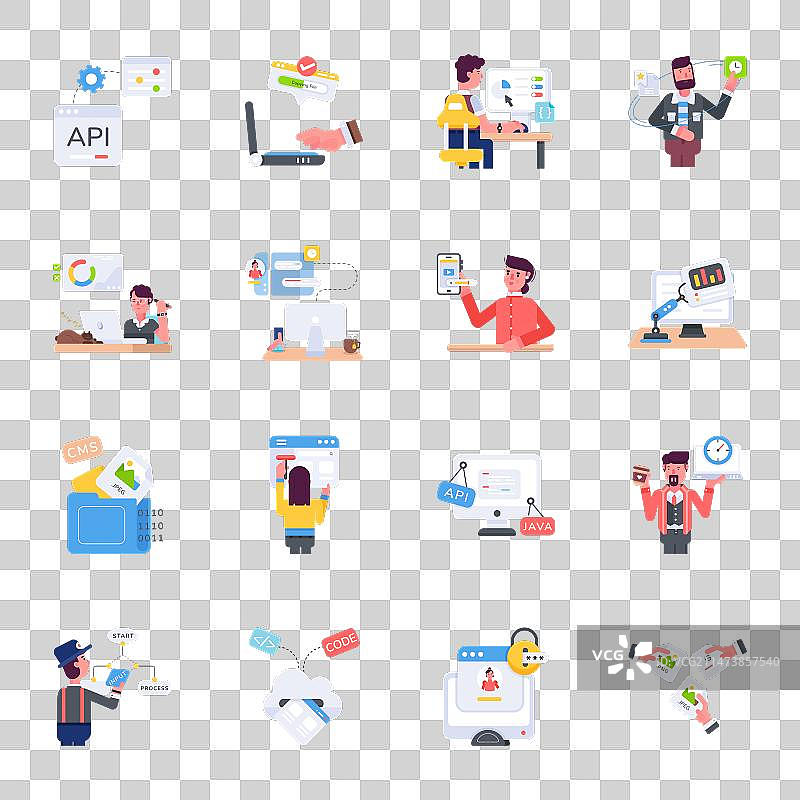 软件工程扁平图标组合图片素材