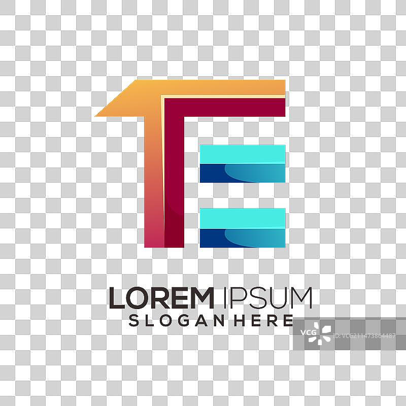 TE首字母彩色渐变抽象标志图片素材