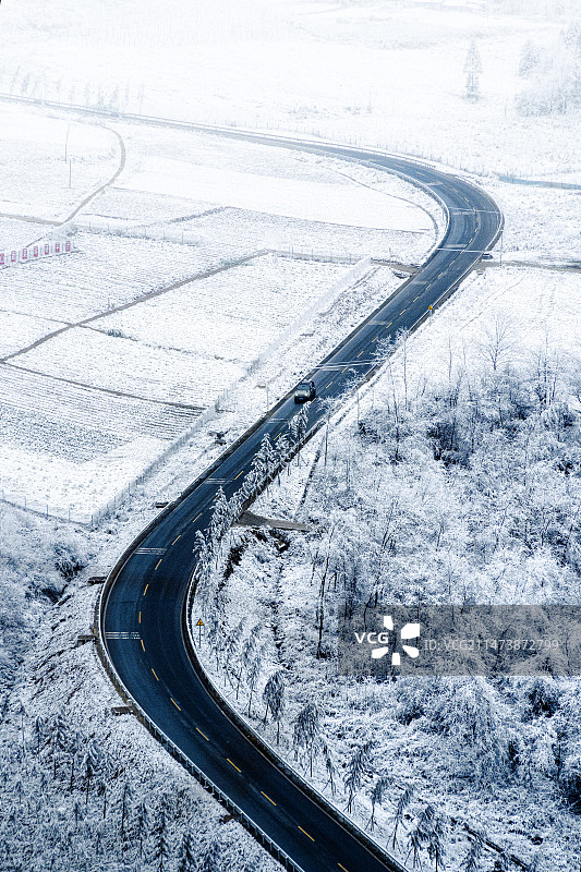 雪原上的SUV图片素材
